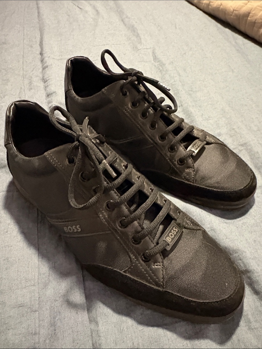 BOSS Men's Black Low-Top Lace-Up Sneakers